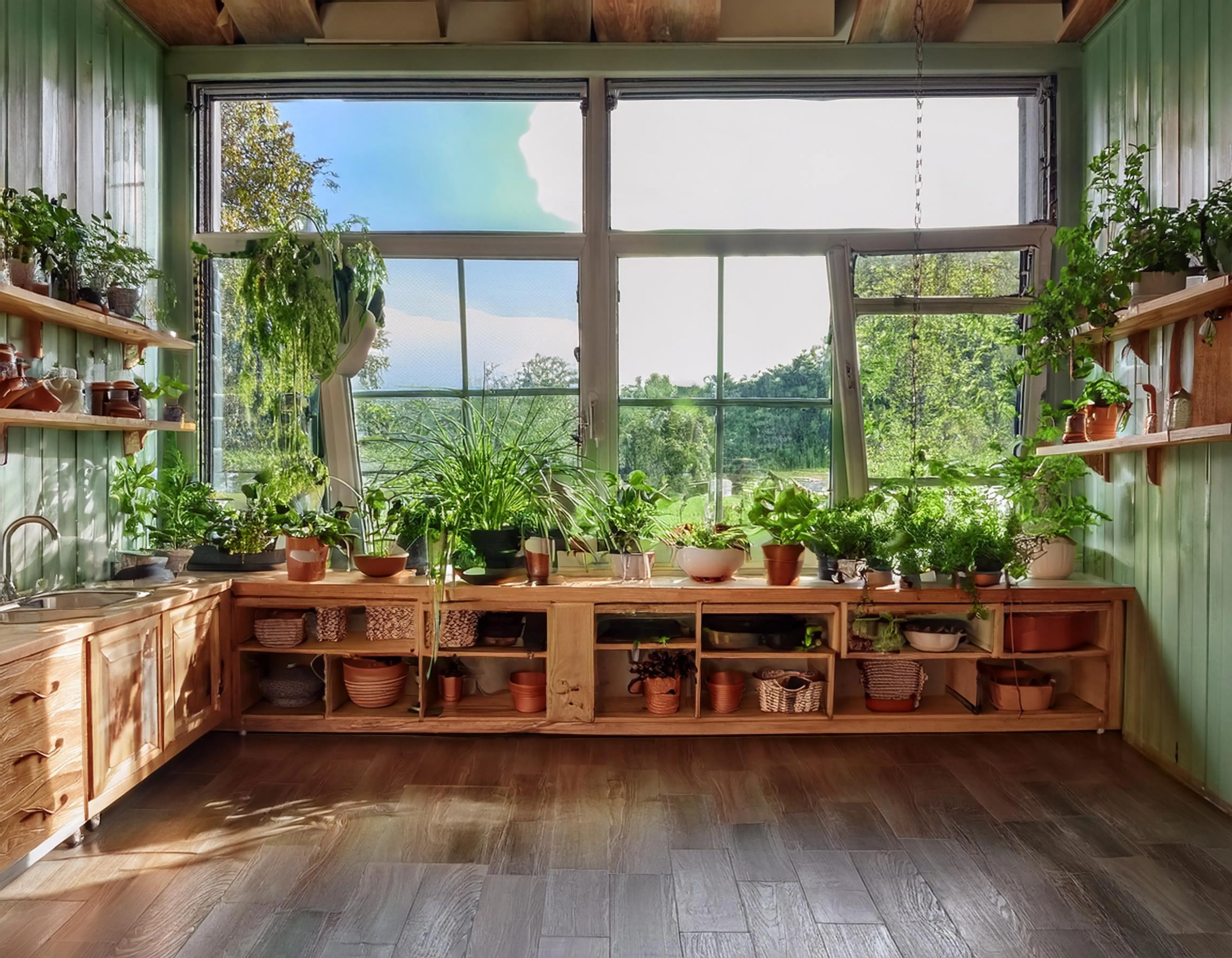 Mit Küchenutensilien gefüllte Küche